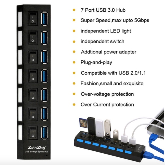 4/7 Port USB 3.0 High Speed HUB Splitter Box - Picture 6 of 12